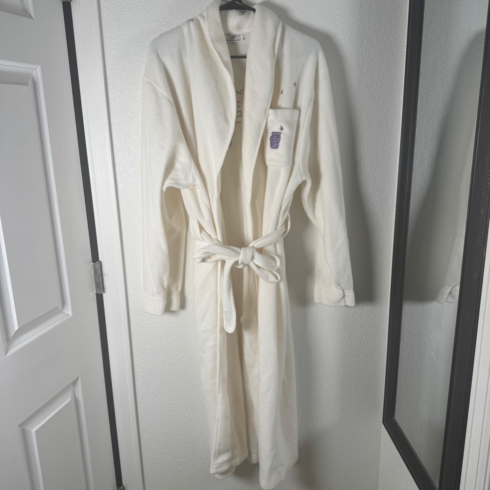 The Disney Store Winnie the Pooh Robe Womens One Size Cream Fleece Embroidered